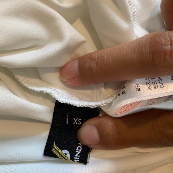 NevermindAll Top Womens XS White Perforated Ruffle High Collar Elizabethan Golf - Picture 9 of 12